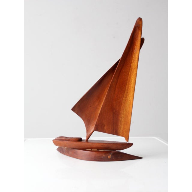 Wood Mid Century Wood Sailboat Sculpture For Sale - Image 7 of 11