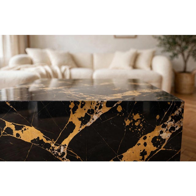 Nero Portoro Marble Table — 100 × 100 × 35 cm A sculptural piece crafted from Nero Portoro Marble, one of Italy's most...