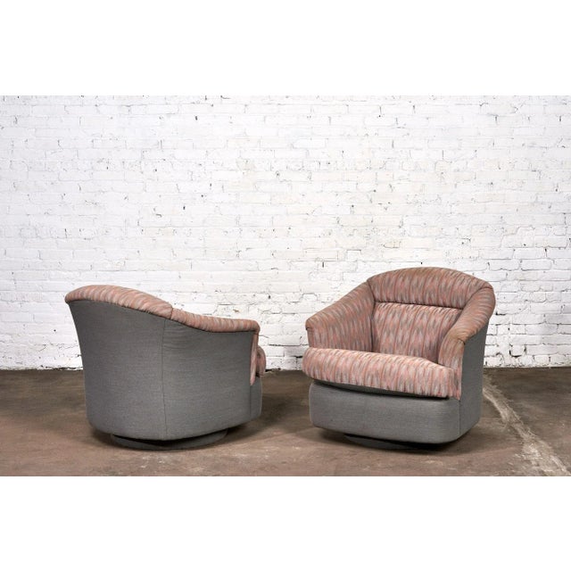 Textile Milo Baughman Swivel Chairs for Directional, 1980 For Sale - Image 7 of 13