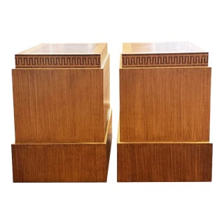 Neoclassical Art-Deco Style Pair of Pedestals Stands With Greek Key Motif For Sale