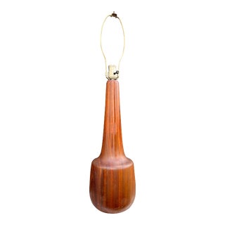 Vintage Modern Danish Style Teak Table Lamp. Solid Wood For Sale