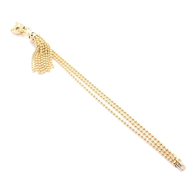 Panthere De Cartier Panther 18k Yellow Gold Diamond Tsavorite Bracelet For Sale - Image 10 of 12