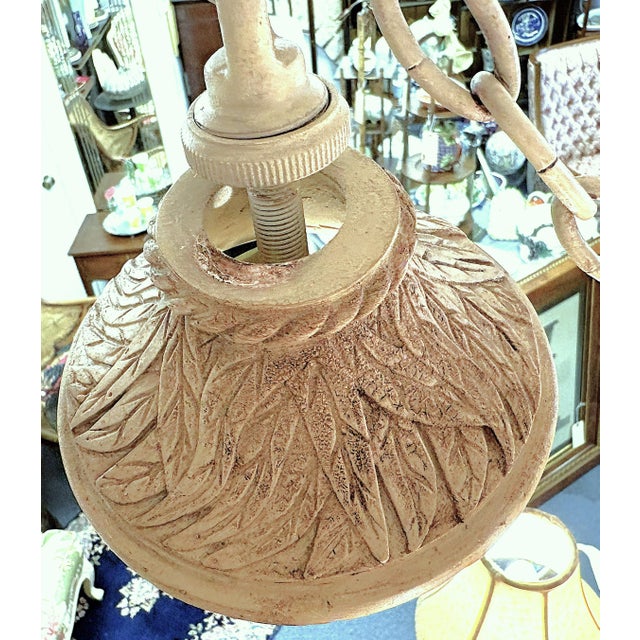 Vintage 9-Light Coastal Chinoiserie Style Monkey Chandelier With Rawhide Shades For Sale - Image 17 of 18