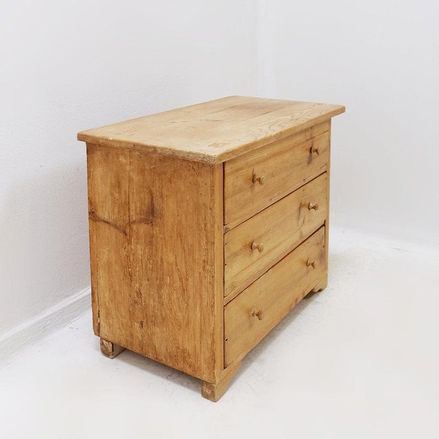 Brutalist Small Vintage Chest of Drawers in Wood, 1950s For Sale - Image 3 of 14