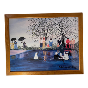 Late 20th Century Williams, Ruth Russell, “Outdoor Baptism” Lithograph Framed Folk Art