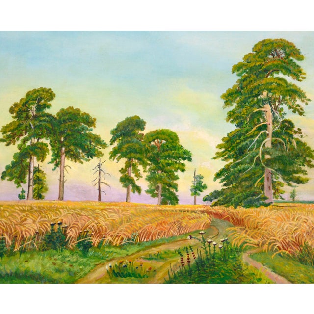 American Mid Century Fields of Wheat Landscape by Genevieve Rogers For Sale - Image 3 of 5