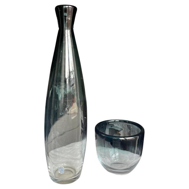 Vintage Swedish Art Glass Vase and Bowl by Bengt Orup for Johansfors, 1960s, Set of 2 For Sale - Image 10 of 10