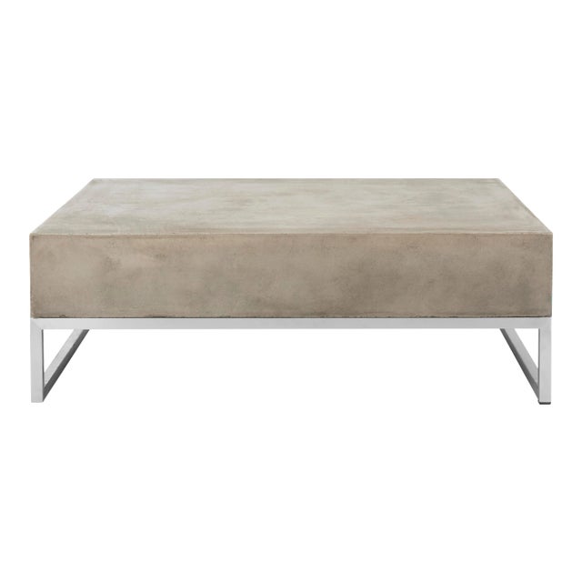 Indoor & Outdoor Modern Concrete 11.42-Inch H Coffee Table in Dark Grey For Sale
