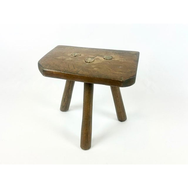 Brown Antique Rustic Farm Milking Stool, 1900s For Sale - Image 8 of 8