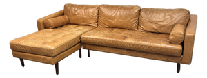 Poly & Bark Napa Leather Sectional Sofa + Chaise, Cognac Tan