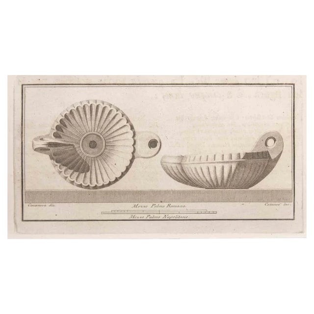 Aniello Cataneo, Oil Lamp, Etching, 18th Century For Sale