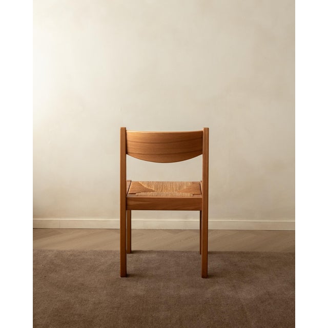 Wood Mid-Century Elm and Rush Dining Chairs by Maison Regain, 1970s, Set of 4 For Sale - Image 7 of 17