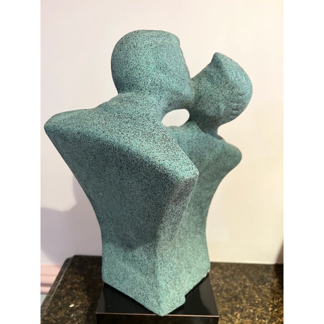 1980s Postmodern Memphis Figurative Teal Couple Sculpture For Sale In New York - Image 6 of 12