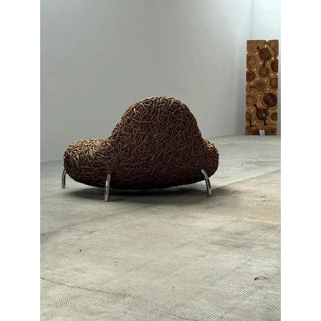 Wood Rattan Wicker Nest Chair by Udom Udomsrianan & Planet, Thailand, 2000s For Sale - Image 7 of 14