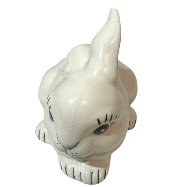 Ceramic Vintage White Hand-Painted Ceramic Easter Bunny For Sale - Image 7 of 12