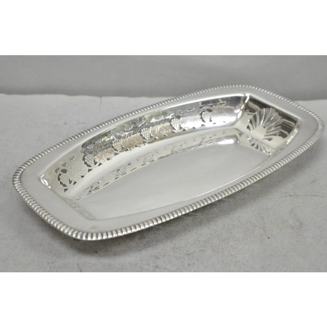 Vintage Primrose Plate England Victorian Silver Plated Reticulated Trinket Dish. Circa Mid 20th Century. Measurements: 1"...