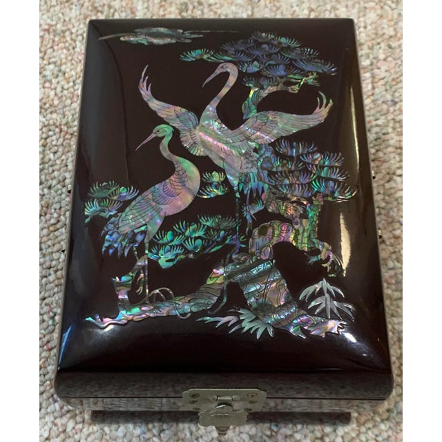 Late 20th Century Late 20th Century Korean Black Lacquer Jewelry Box For Sale - Image 5 of 9