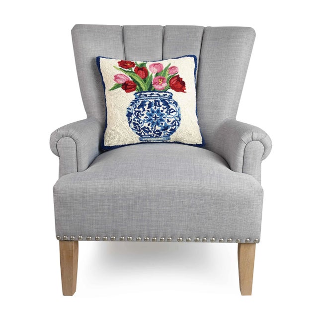 Cinoiserie Vase Tulips Hook Pillow