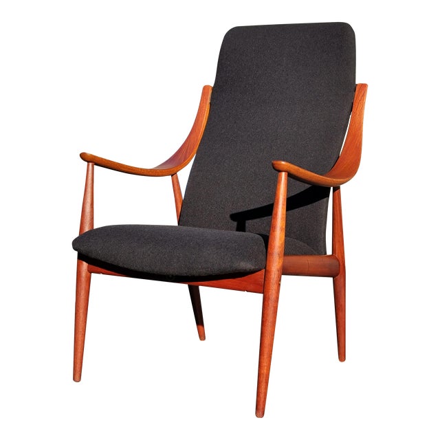 Danish Mid-Century Modern Peter Hvidt & Orla Mølgaard Nielsen High Back Lounge Chair For Sale