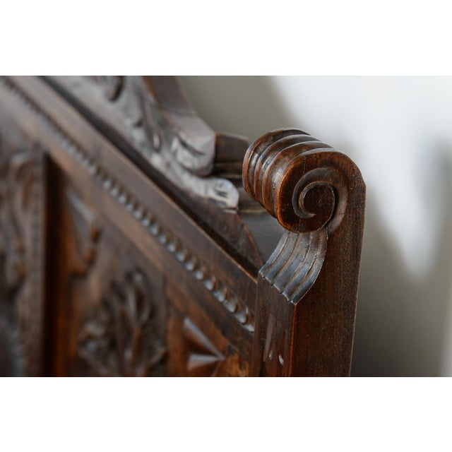 Wood Carved European Hall Bench For Sale - Image 7 of 8