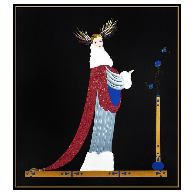 Art Deco 1980s Ermine Brocade, Erté For Sale - Image 3 of 5