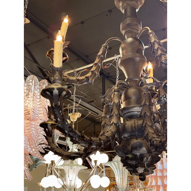 19th Century Italian Carved Wood and Iron Chandelier For Sale In Dallas - Image 6 of 13