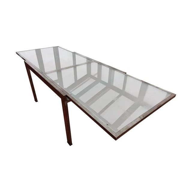 Mid-Century Satined Glass Extendable Dining Table For Sale - Image 6 of 11