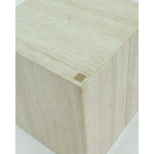 Angelo Mangiarotti Large Square Travertine Base Glass Top Coffee Table For Sale - Image 4 of 13