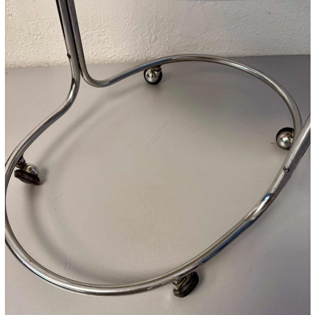 Mid-Century Modern Mid-Century Chrome & White 2-Tier Rolling Trolley For Sale - Image 3 of 7