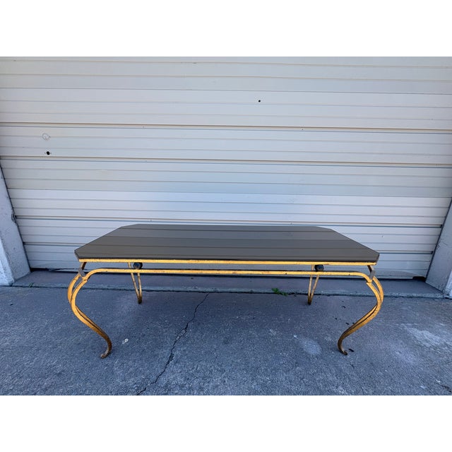 French 1950s French Gilt Iron and Mirrored Cocktail Table For Sale - Image 3 of 12