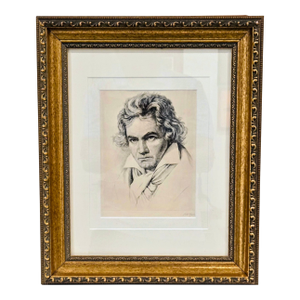 "Portrait of Ludwig Van Beethoven" by Wilhelm Pech Original Drawing