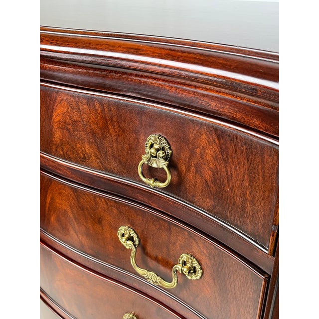 Wood Rare Henkel Harris Serpentine Flame Mahogany Tall Chest of Drawers (Style No. 315, Finish 29) For Sale - Image 7 of 18