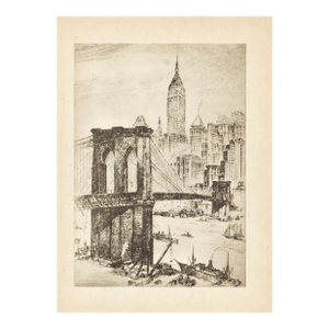 "Brooklyn Bridge" 1939 Etching by Anton Schutz