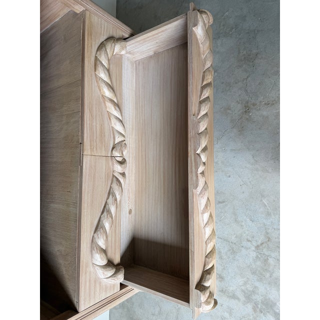 Beige Vintage Hollywood Regency Hand-Carved Wood Rope & Tassel Commode For Sale - Image 8 of 12