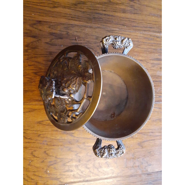 Late 19th Century Antique 1880 Ornate Bronze Lidded Pedestal Bowl For Sale - Image 5 of 11