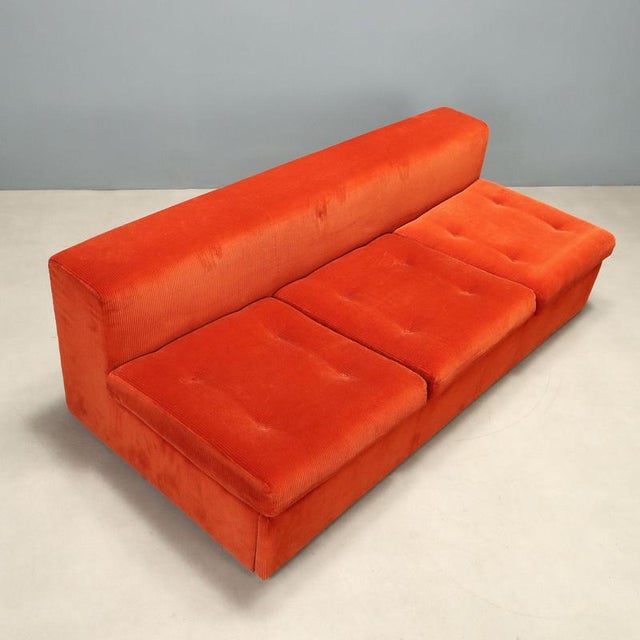 Red Vintage Zanotta Three Seater Sofa in Fabric, Italy, 1970s For Sale - Image 8 of 15