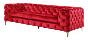 Chester Three-Seater Sofa in Red Wine Velvet by Europa Antiques