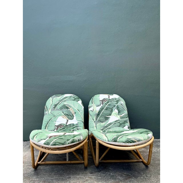 Vintage Bent Rattan Chaise Lounge in Cw Stockwell - Set of 2 For Sale In West Palm - Image 6 of 12