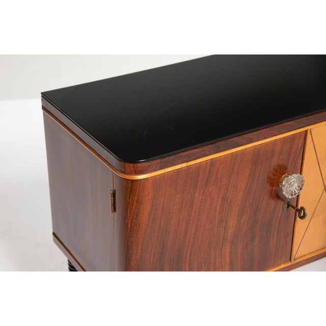 Small Art Deco Walnut and Maple Sideboard with Handles, 1940 For Sale - Image 4 of 12