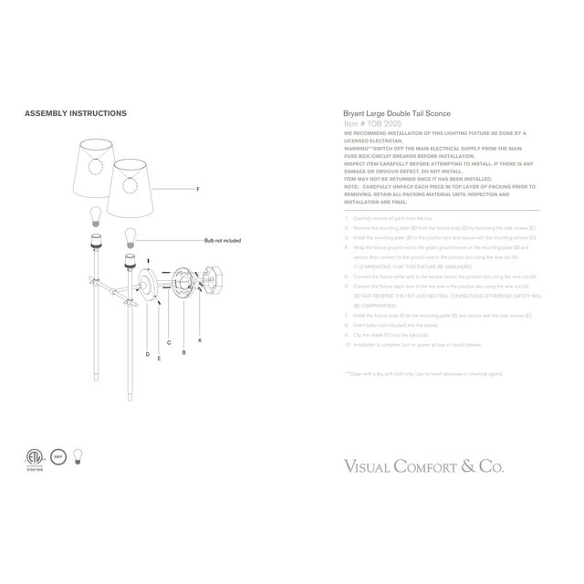 Visual Comfort Thomas O'Brien for Visual Comfort Signature Bryant Large Double Tail Sconce in Antique Nickel with Linen Shades For Sale - Image 4 of 4