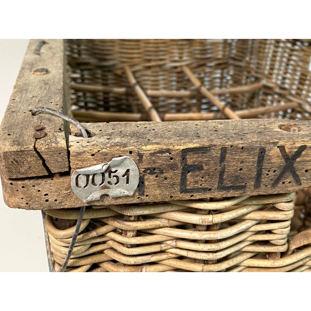 Wood 1900s Felix Potin Wicker Wine Crate For Sale - Image 7 of 11
