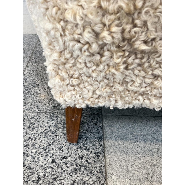 Danish Modern Lounge Chair in Shearling in the Style of Fritz Hansen For Sale - Image 11 of 14