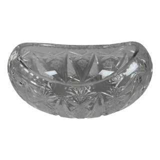 Bohemian Oval Crystal Centerpiece Vase, 1960s For Sale