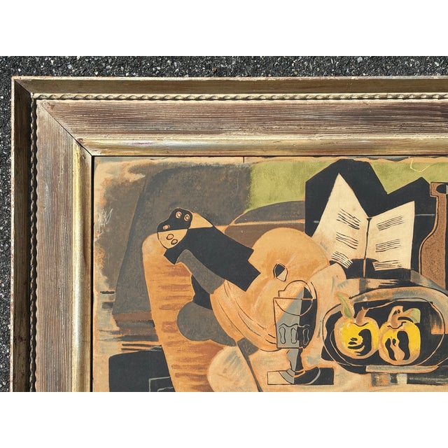 1930s Mid 20th C. Original Cubist Style Print on Board in Significant Period Frame For Sale - Image 5 of 11