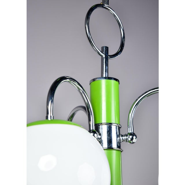 Italian Mid Century Four Light Apple Green and Chrome Fixture For Sale - Image 10 of 10