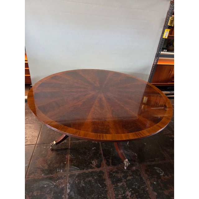 This is a very nice 1940s Round 71 inch Dining Table made of Mahogany and very nice patterned top. The top comes off with...