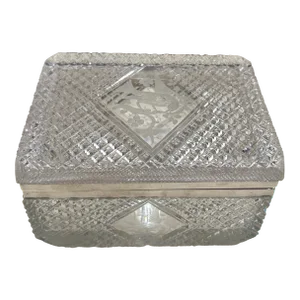 Fine Hawkes Cut Crystal & Sterling Silver Ornithological Motif Box