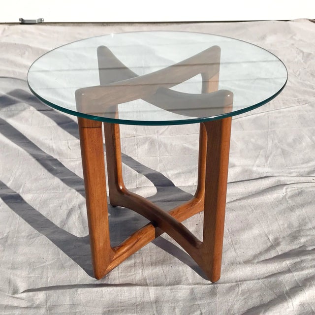 1950s 1950s Mid-Century Wood and Glass Ribbon Side Table Styled After Adrian Pearsall For Sale - Image 5 of 5