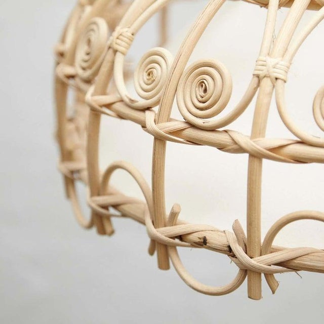 Rustic Traditional Rattan Ceiling Lamp, 1980 For Sale - Image 6 of 10