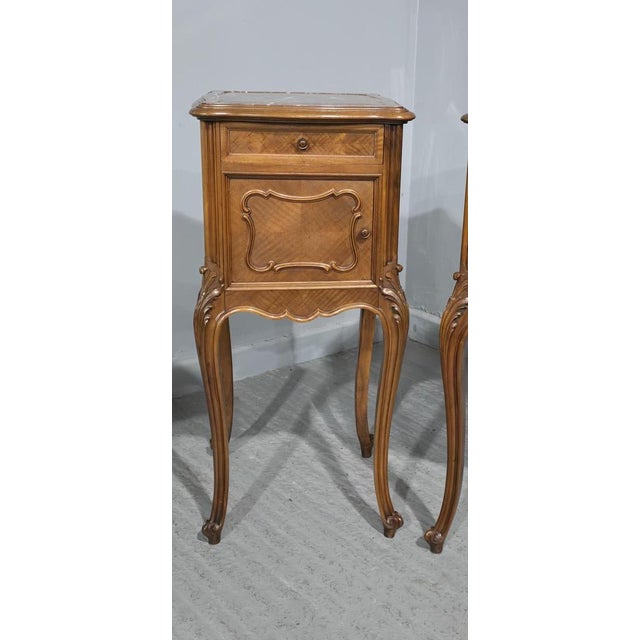 French Walnut Bedside Lamp Tables, 1880, Set of 2 For Sale - Image 3 of 14